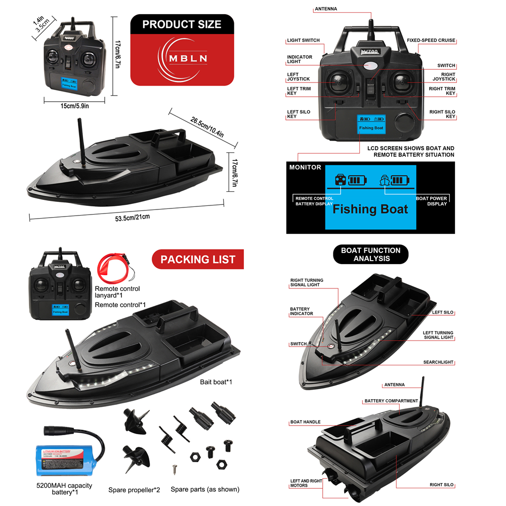 Brand,Fishing Bait Boat,Dual M - Fishing Gps recensione e prezzo