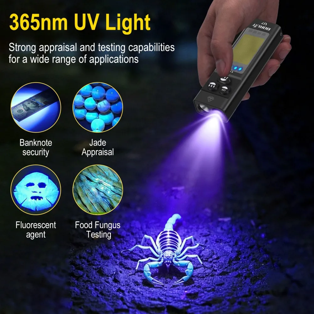 BORUiT U7 UV LED EDC Flashligh - Fishing Light recensione e prezzo