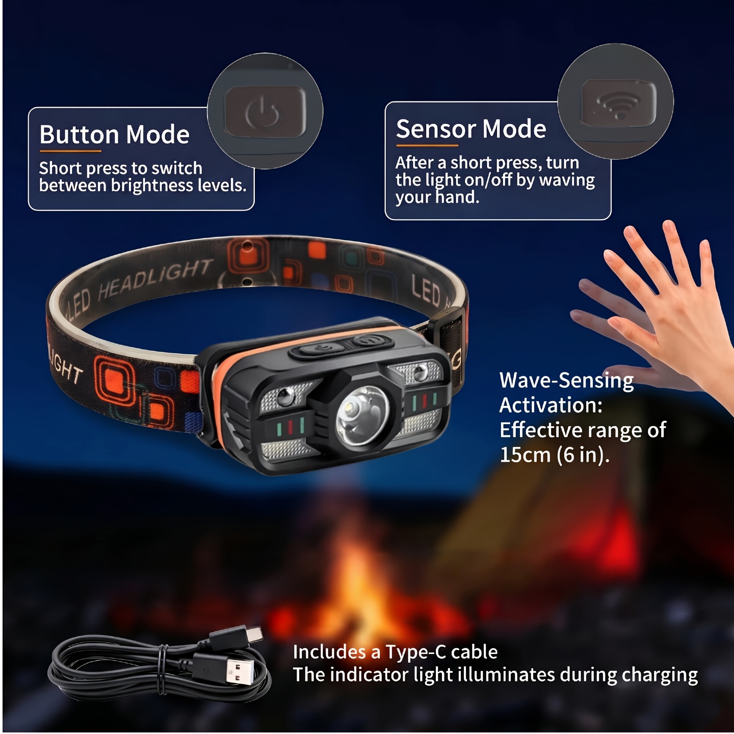 USB Rechargeable LED Headlamp  - Fish Finder Battery recensione e prezzo